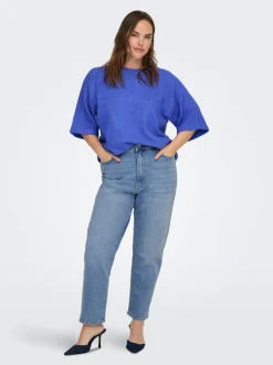 CAREMILYSTRETCH Cintura alta Corte straight Largo hasta los tobillos Vaqueros