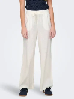 JDYSAY Corte loose Lino Pantalones de pernera ancha