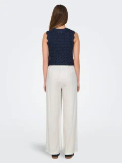 JDYSAY Corte loose Lino Pantalones de pernera ancha