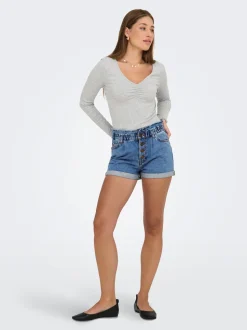 ONLCUBA Cintura alta Corte relaxed Shorts vaqueros