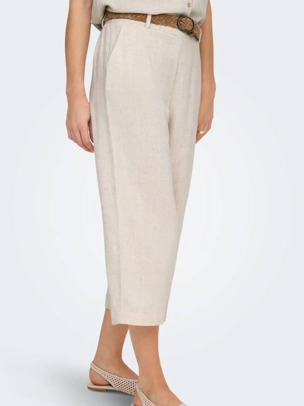 ONLSIESTA Corte cropped Lino Pantalones culote
