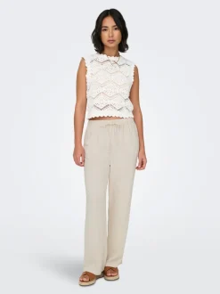 ONLSIESTA Corte straight Lino Pantalones
