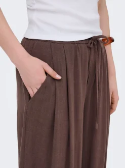 ONLSIESTA Corte wide leg Lino Pantalones de pernera ancha
