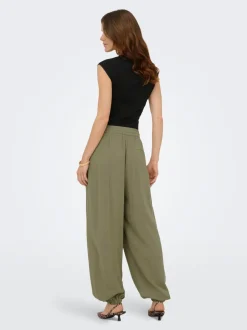 ONLSIESTA Corte wide leg Lino Pantalones de pernera ancha