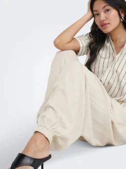 ONLSIESTA Corte wide leg Lino Pantalones de pernera ancha
