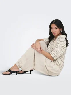 ONLSIESTA Corte wide leg Lino Pantalones de pernera ancha