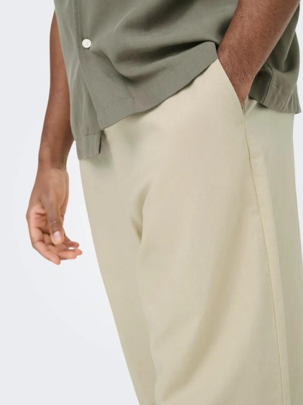 ONSDAVES Corte wide leg Lino Pantalones