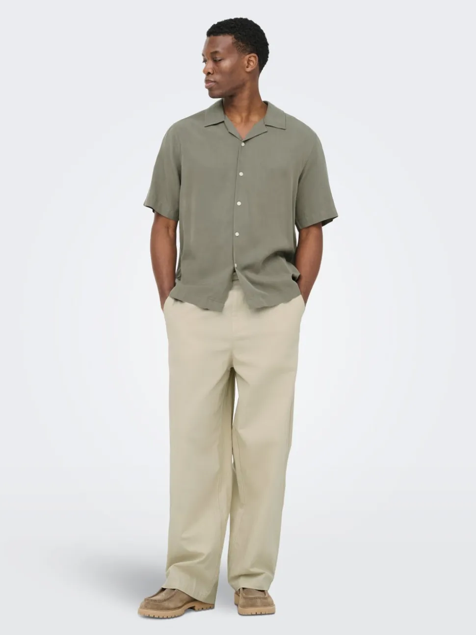 ONSDAVES Corte wide leg Lino Pantalones