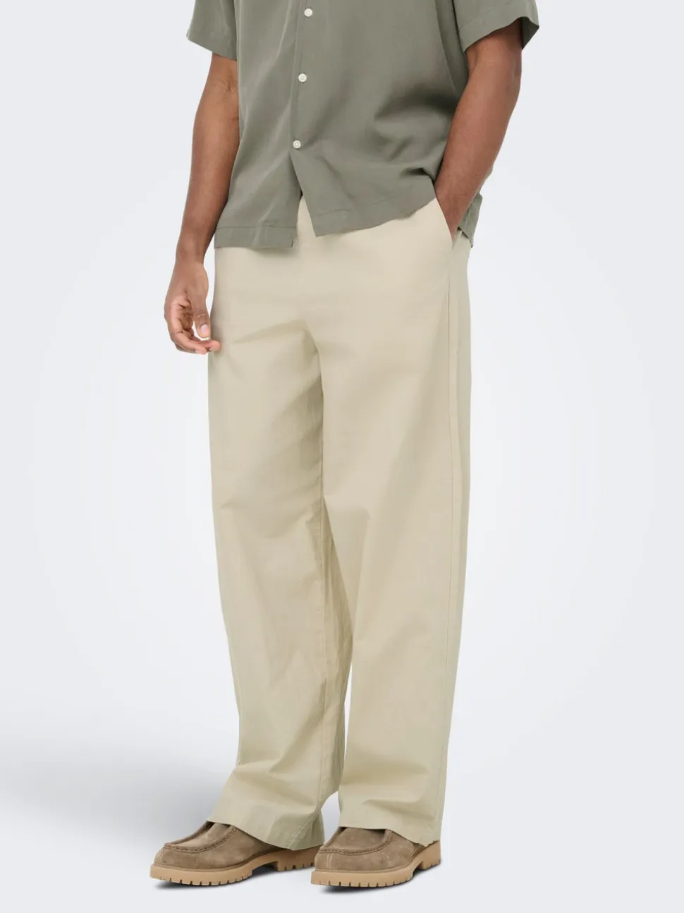ONSDAVES Corte wide leg Lino Pantalones