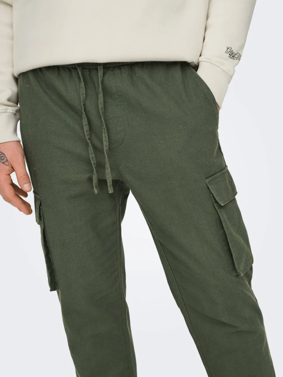 ONSLINUS Corte tapered Lino Pantalones cargo