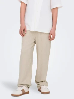 OSJSINUS Corte loose Lino Pantalones